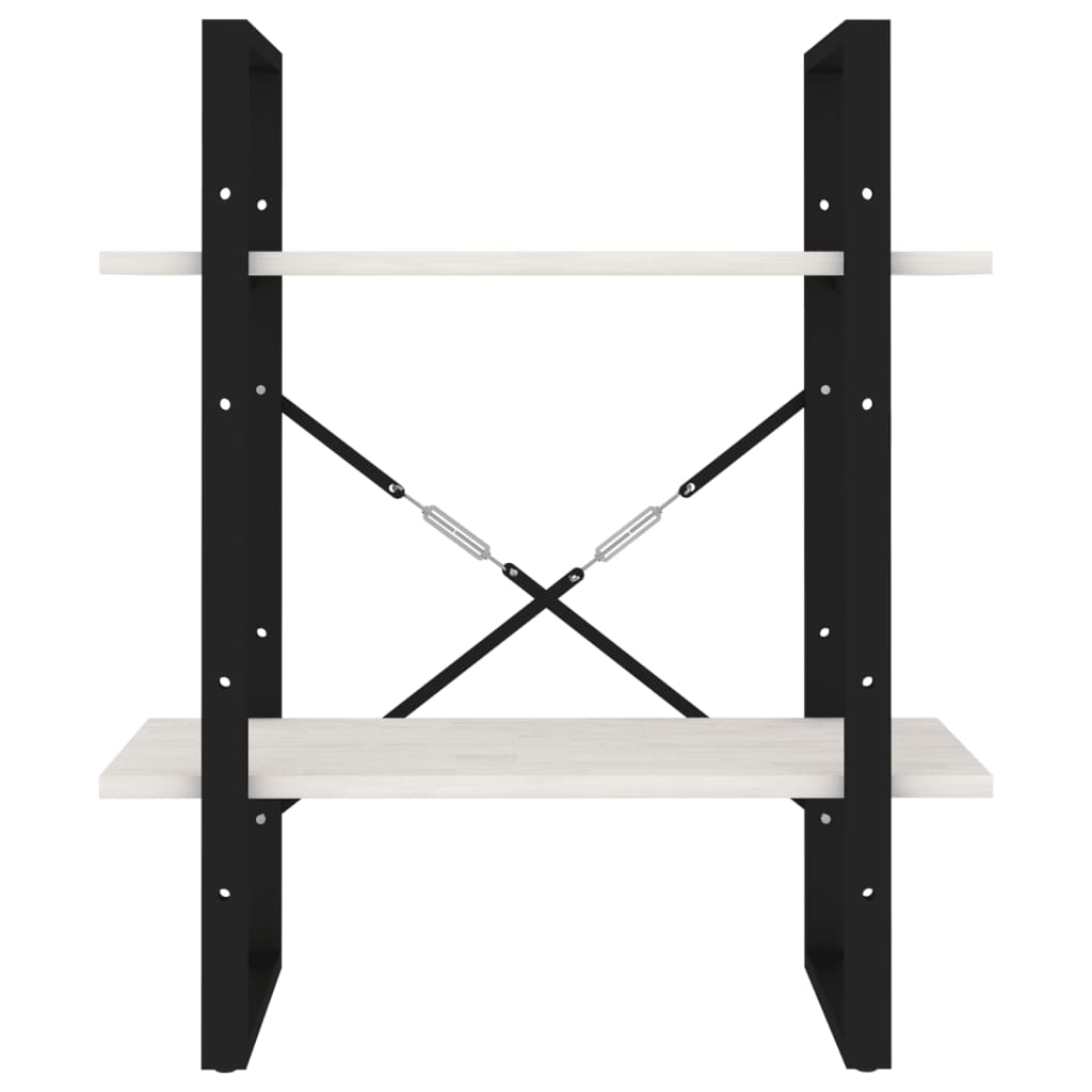 Bibliotecă cu 2 rafturi, alb ,60x30x70 cm, lemn masiv de pin GartenMobel Dekor