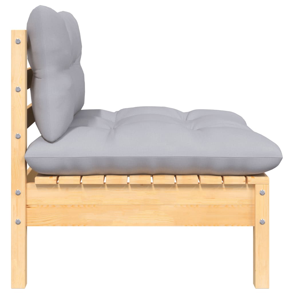 Set mobilier de grădină cu perne gri, 3 piese, lemn masiv pin GartenMobel Dekor