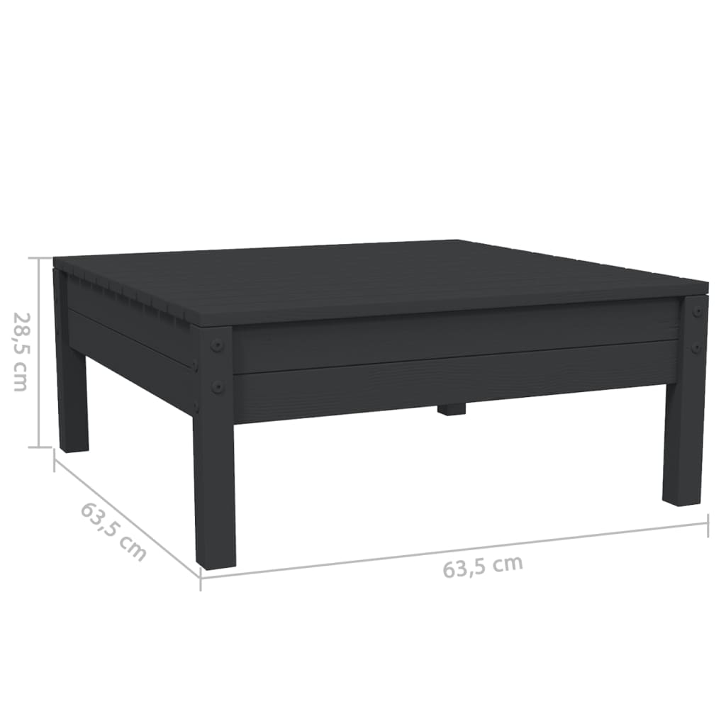 Set mobilier grădină cu perne, 3 piese, negru, lemn masiv pin GartenMobel Dekor