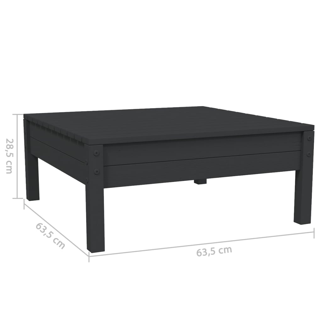 Set mobilier grădină cu perne, 3 piese, negru, lemn masiv pin GartenMobel Dekor