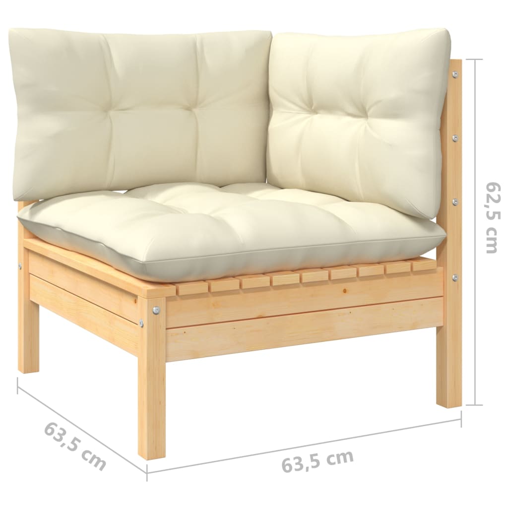 Set mobilier grădină cu perne crem, 3 piese, lemn masiv de pin GartenMobel Dekor