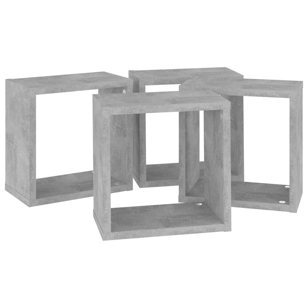 Rafturi de perete cub, 4 buc., gri beton, 26x15x26 cm GartenMobel Dekor