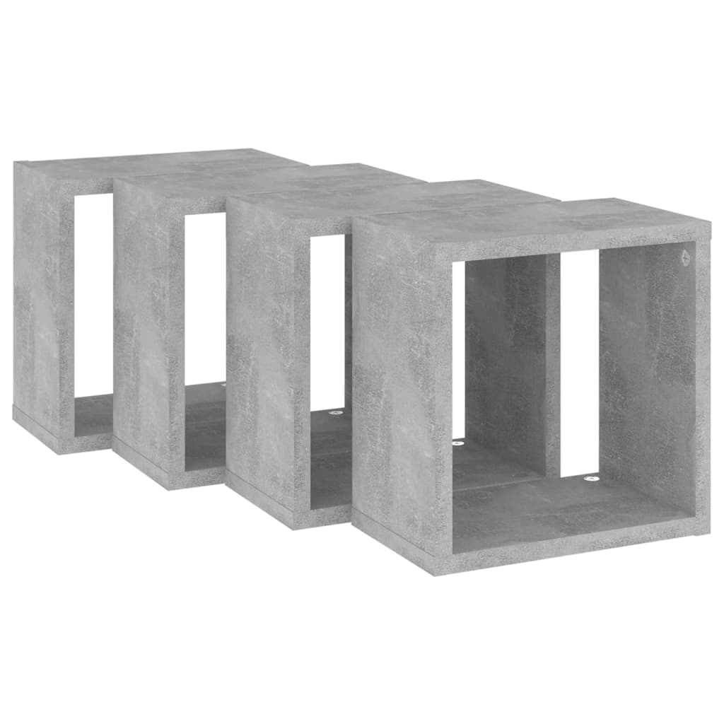 Rafturi de perete cub, 4 buc., gri beton, 26x15x26 cm GartenMobel Dekor