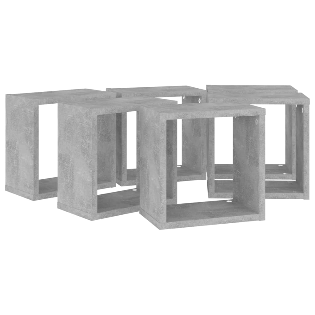 Rafturi perete în formă de cub, 6 buc., gri beton, 26x15x26 cm GartenMobel Dekor