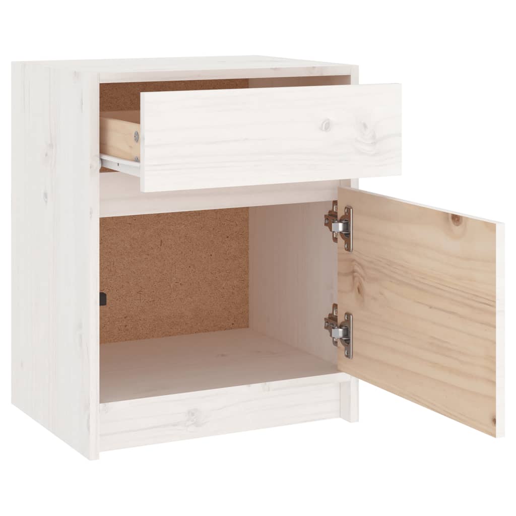 Noptiere, 2 buc., alb, 40x31x50 cm, lemn masiv de pin GartenMobel Dekor