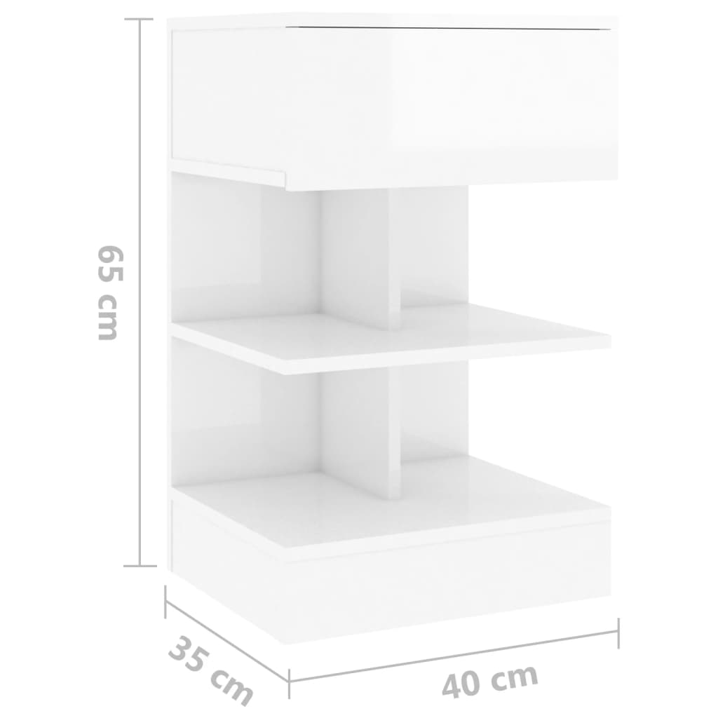 Noptiere, 2 buc., alb extralucios, 40x35x65 cm GartenMobel Dekor