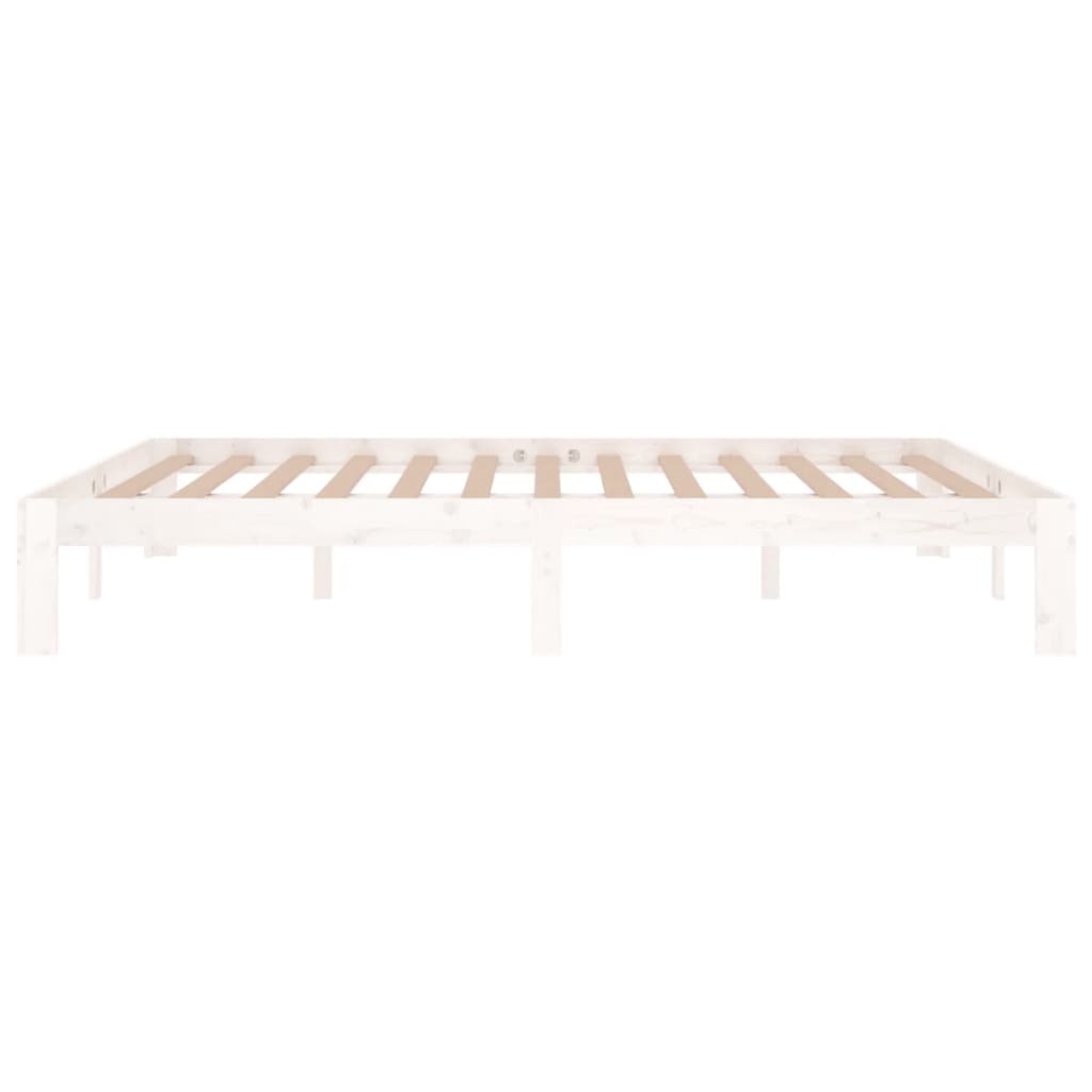Cadru de pat King Size, alb, 150x200 cm, lemn masiv GartenMobel Dekor