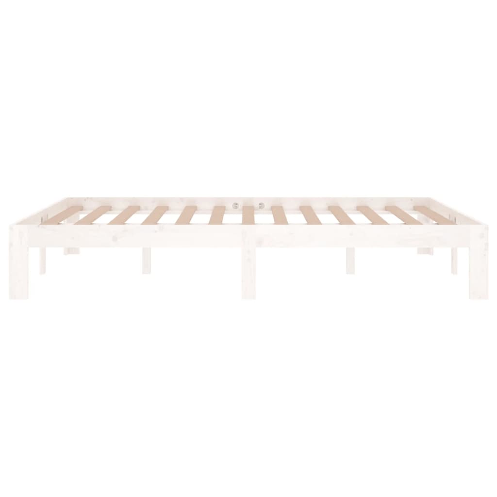 Cadru de pat dublu, alb, 135x190 cm, lemn masiv GartenMobel Dekor