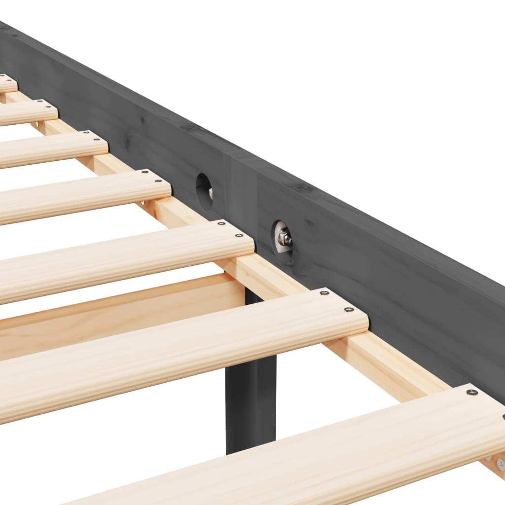 Pat pentru seniori king, gri, 150x200 cm, lemn masiv de pin GartenMobel Dekor