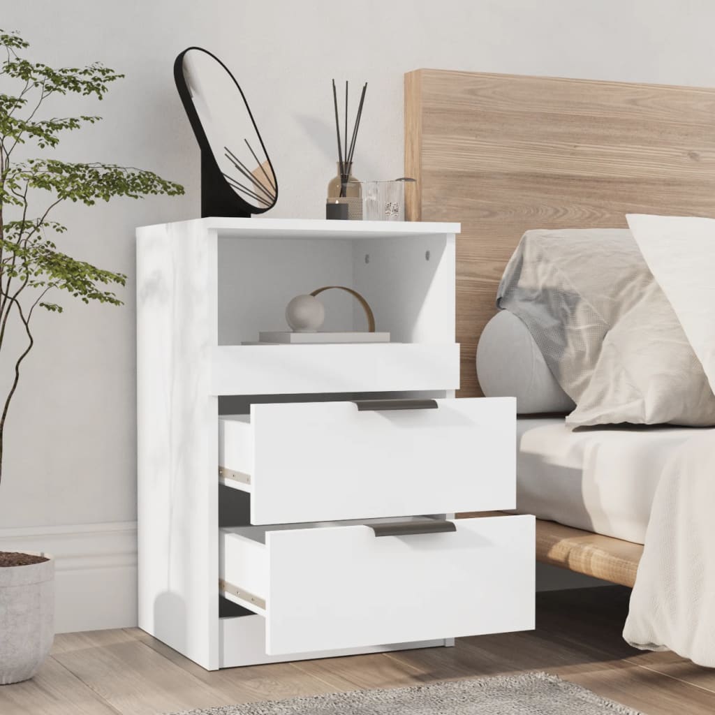 Noptiere, 2 buc., alb, lemn prelucrat GartenMobel Dekor