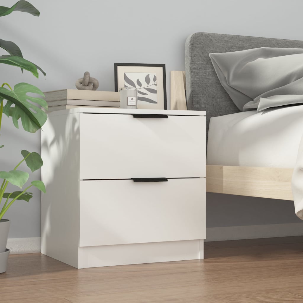 Noptiere, 2 buc., alb, lemn prelucrat GartenMobel Dekor