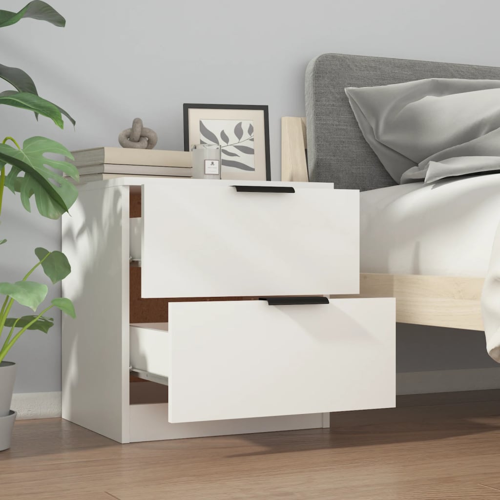Noptiere, 2 buc., alb, lemn prelucrat GartenMobel Dekor