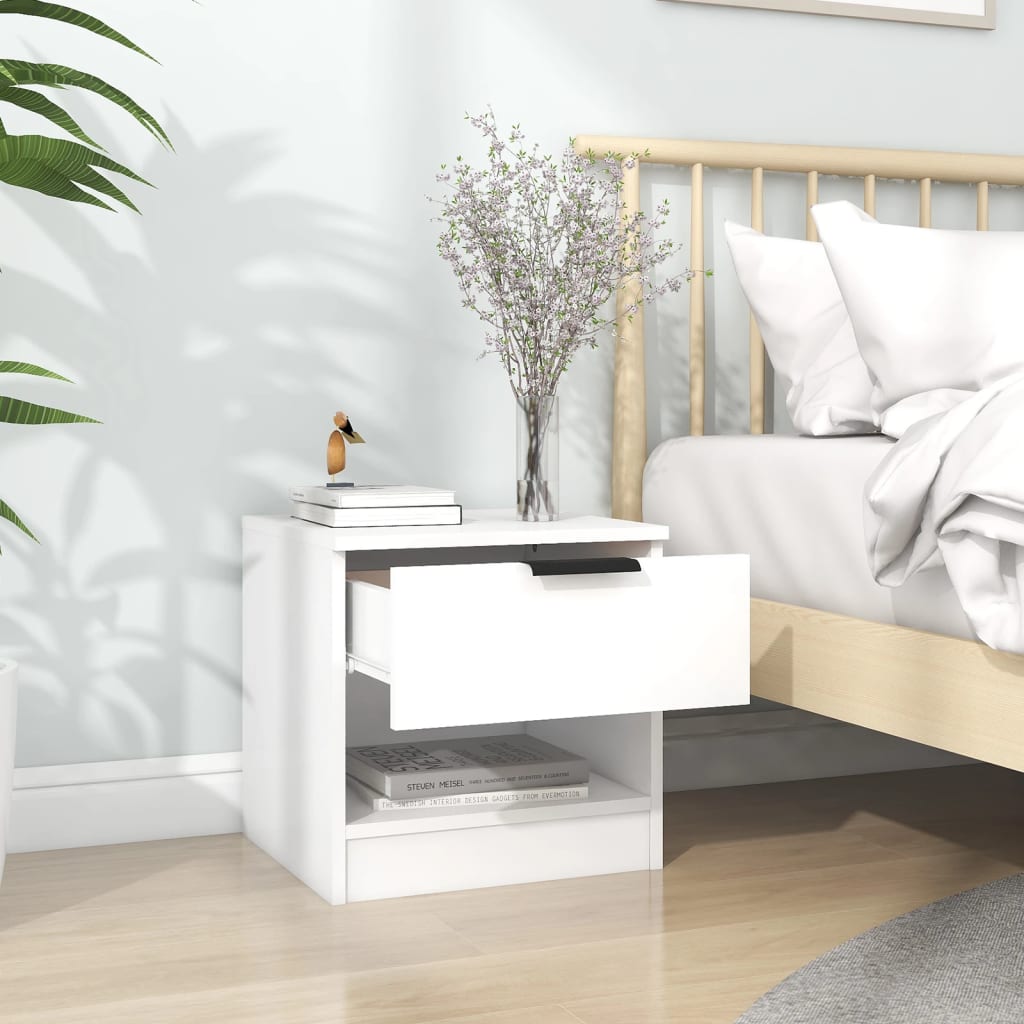 Noptiere, 2 buc., alb, lemn prelucrat GartenMobel Dekor