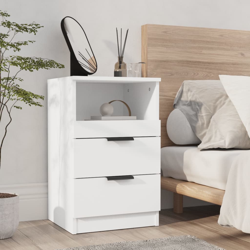Noptiere, 2 buc., alb, lemn prelucrat GartenMobel Dekor