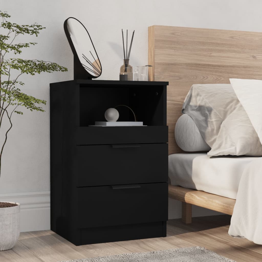 Noptiere, 2 buc., negru, lemn prelucrat GartenMobel Dekor