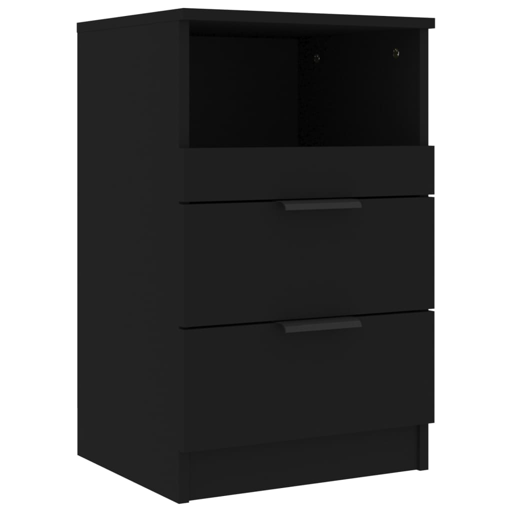 Noptiere, 2 buc., negru, lemn prelucrat GartenMobel Dekor