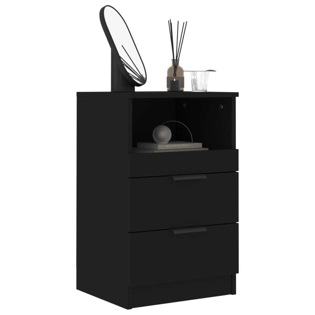 Noptiere, 2 buc., negru, lemn prelucrat GartenMobel Dekor