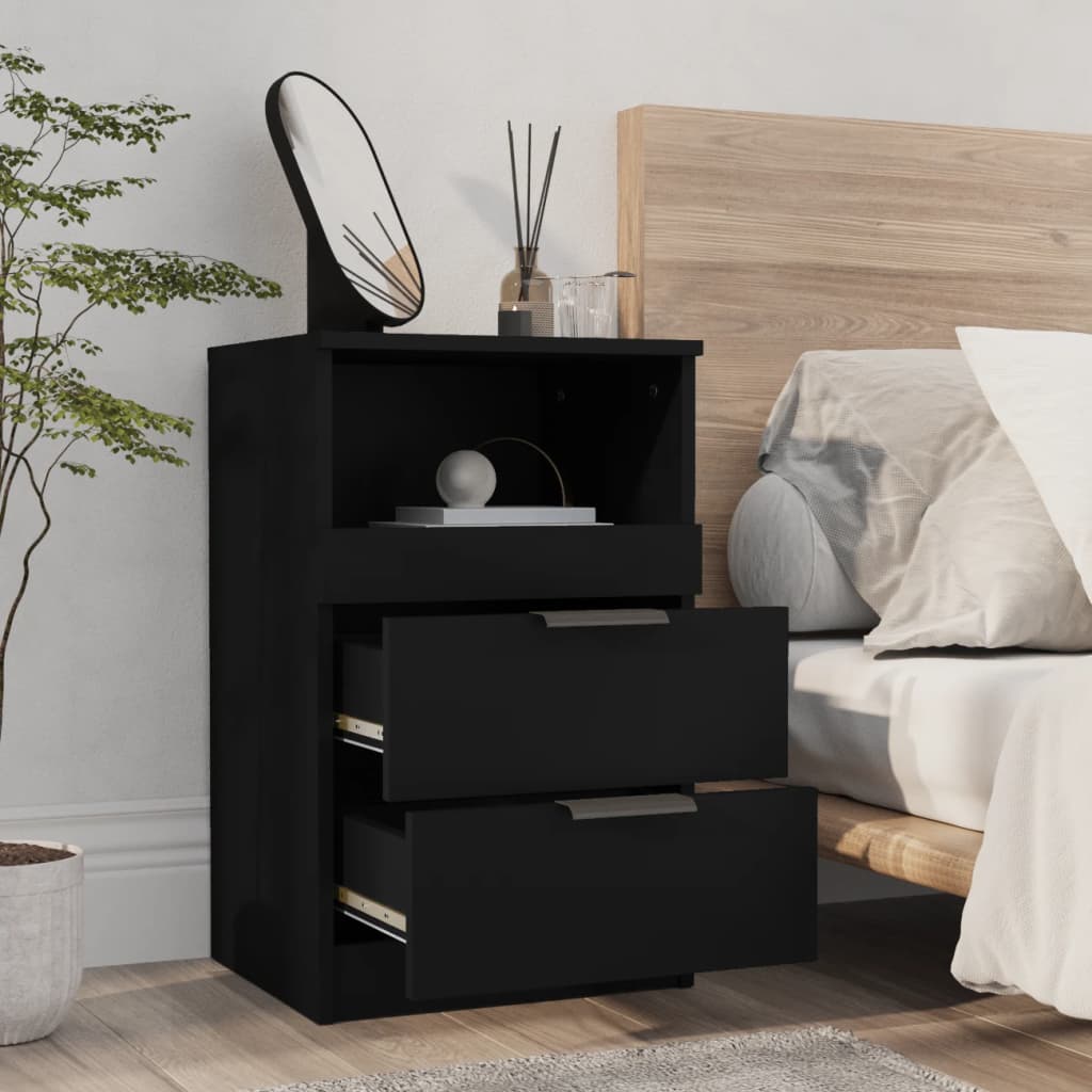 Noptiere, 2 buc., negru, lemn prelucrat GartenMobel Dekor