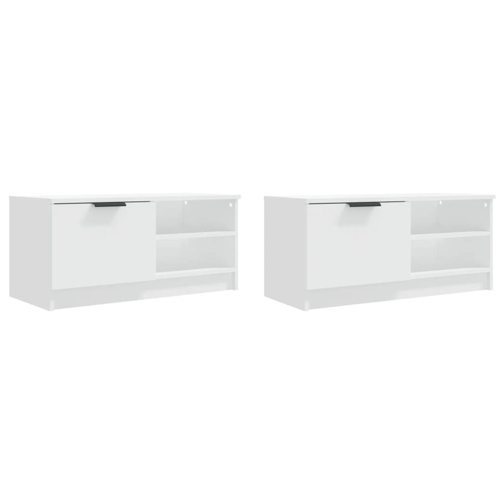 Comodă TV, 2 buc., alb, 80x35x36,5 cm, lemn prelucrat GartenMobel Dekor