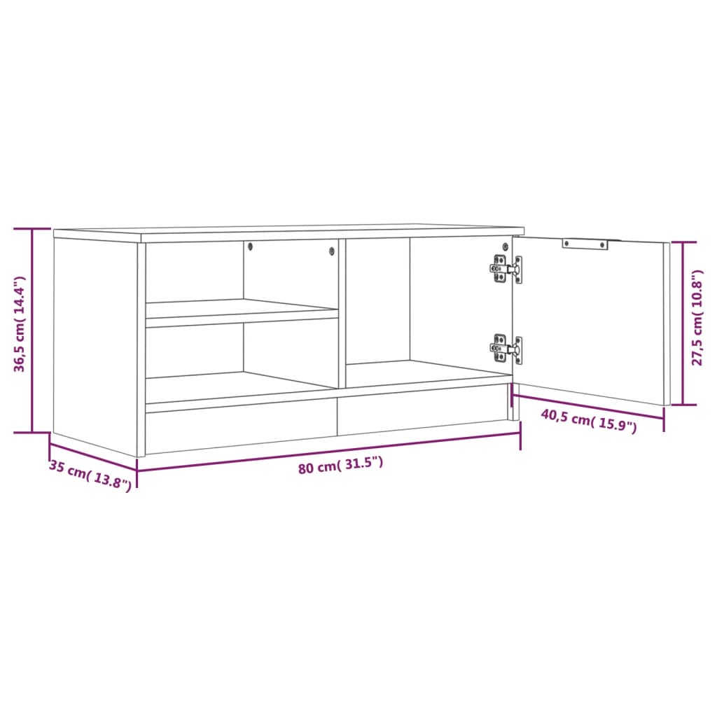 Comodă TV, 2 buc., alb, 80x35x36,5 cm, lemn prelucrat GartenMobel Dekor