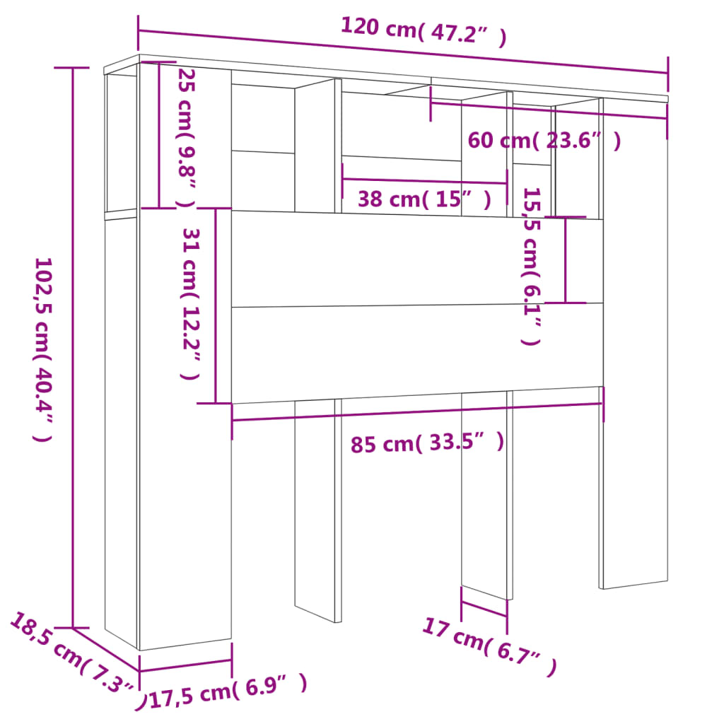 Dulap tăblie, gri beton, 120x18,5x102,5 cm GartenMobel Dekor