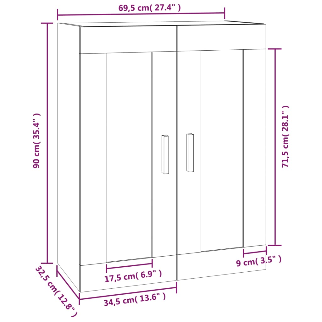 Dulap de perete, negru, 69,5x32,5x90 cm, lemn prelucrat GartenMobel Dekor