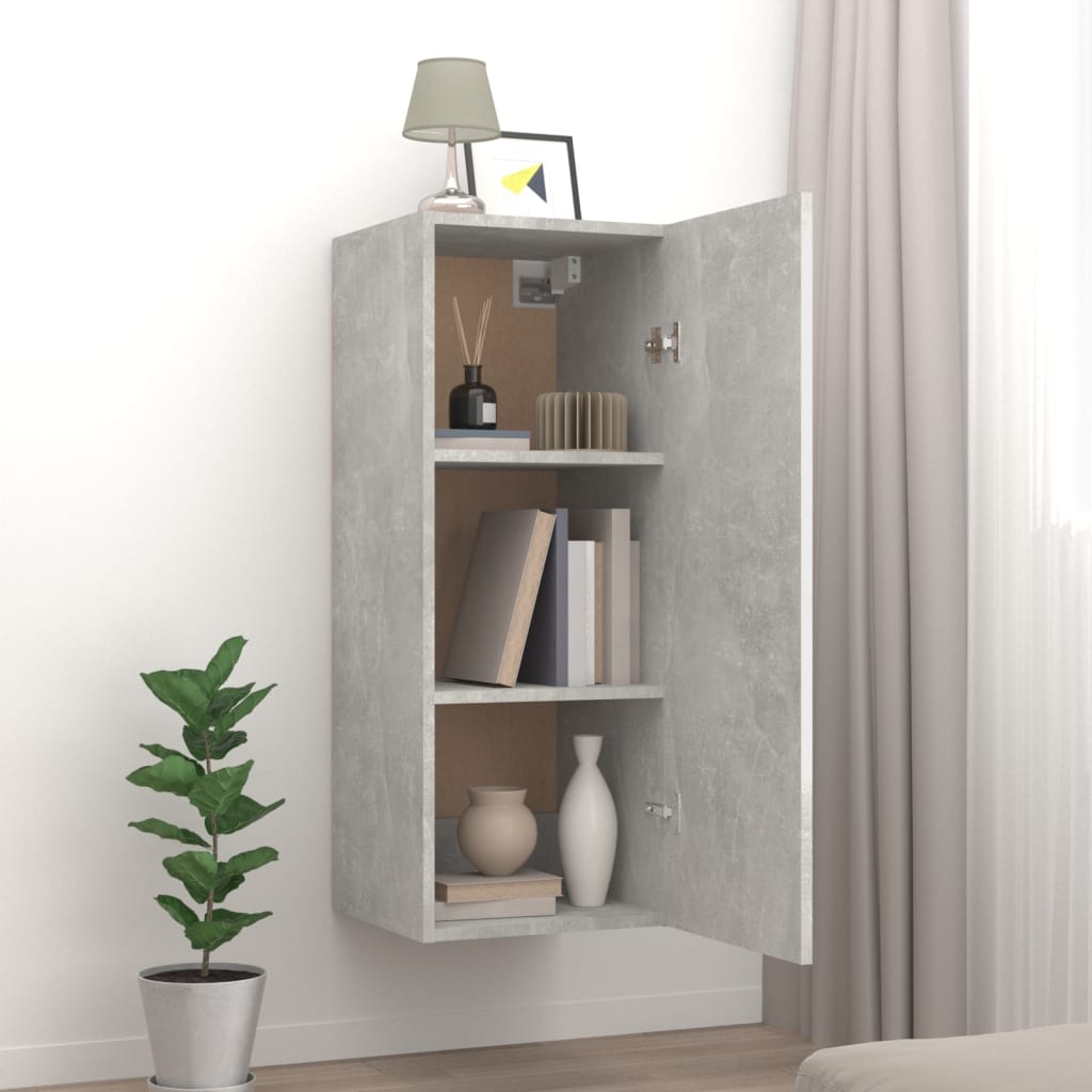 Dulap de perete, gri beton, 34,5x34x90 cm, lemn compozit GartenMobel Dekor