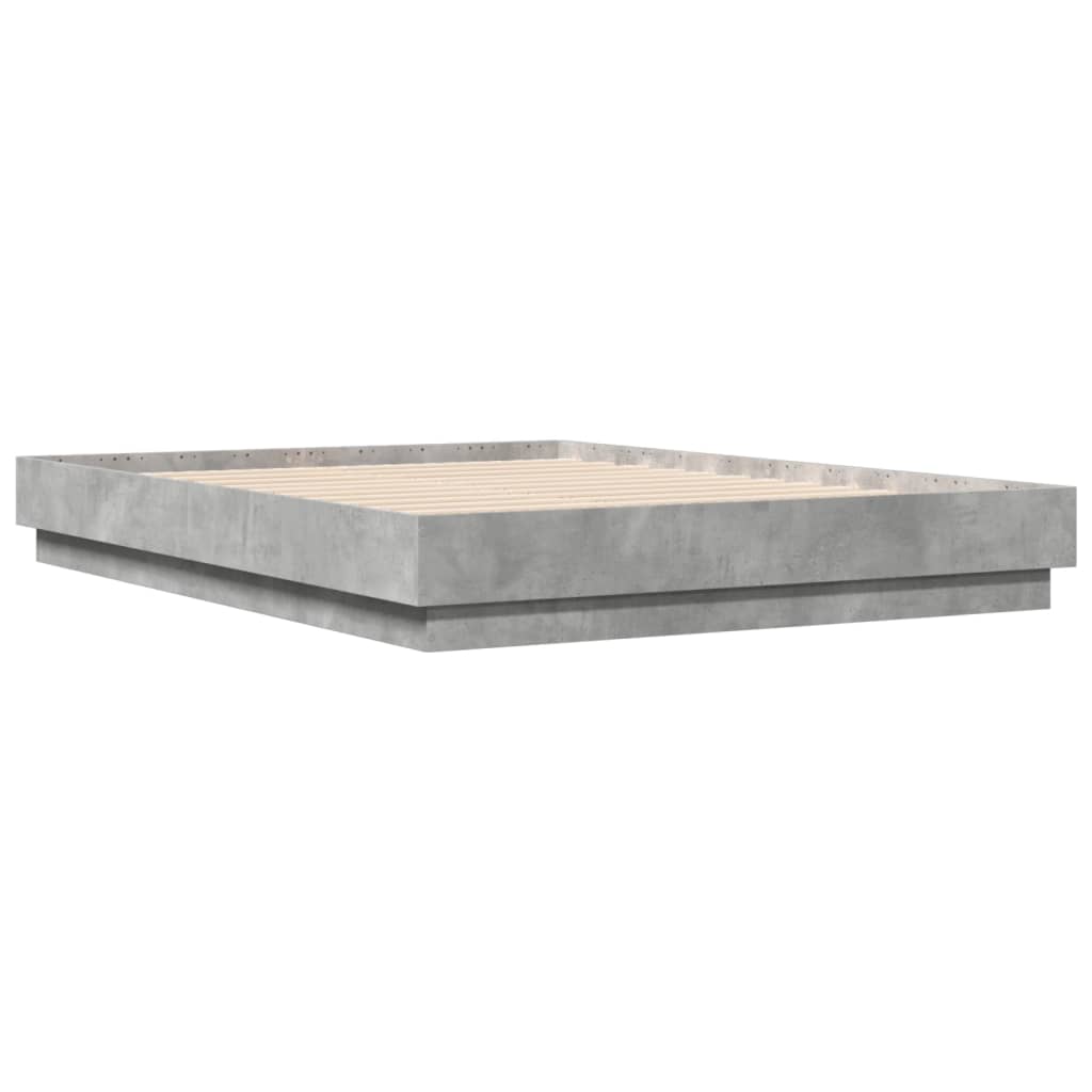 Cadru de pat, gri beton, 140x190 cm, lemn prelucrat GartenMobel Dekor