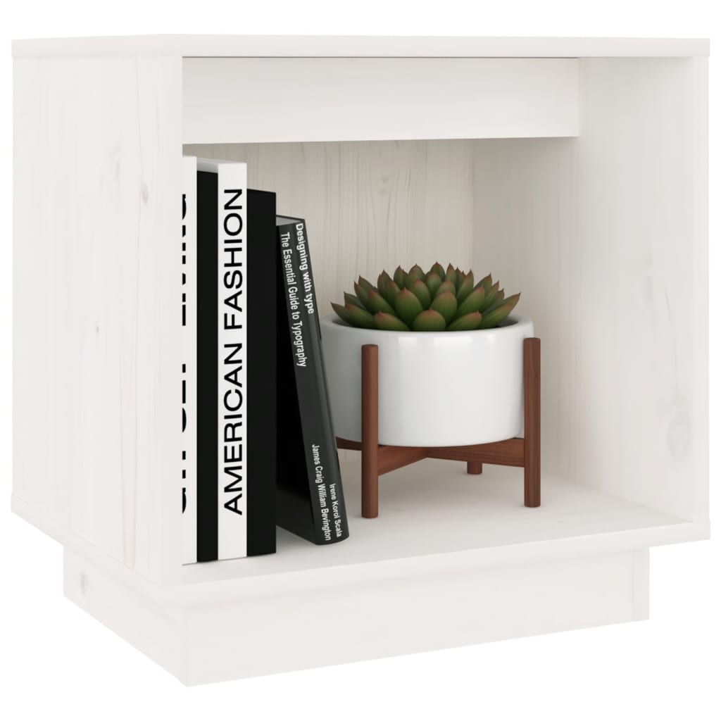 Noptiere, alb, 2 buc., 40x30x40 cm, lemn masiv de pin GartenMobel Dekor