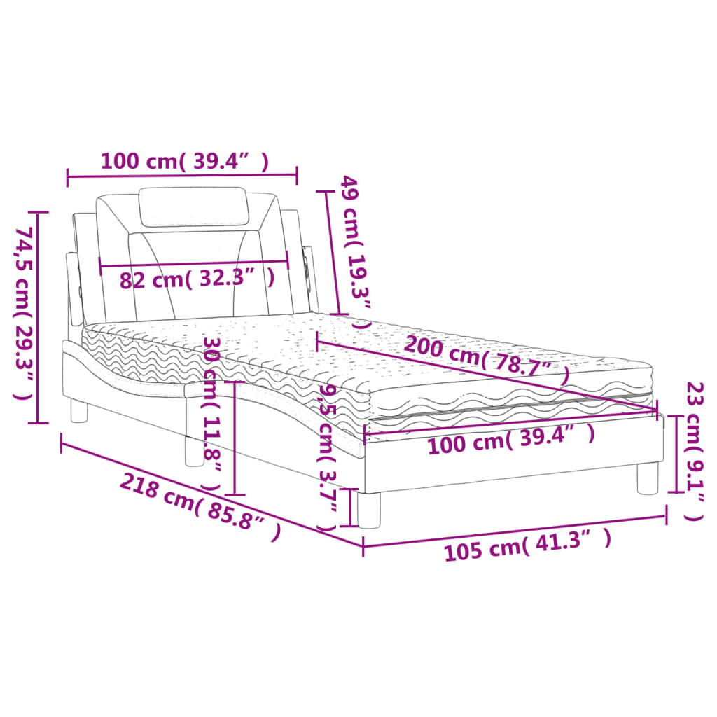 Pat cu saltea, cappuccino, 100x200cm piele ecologică GartenMobel Dekor