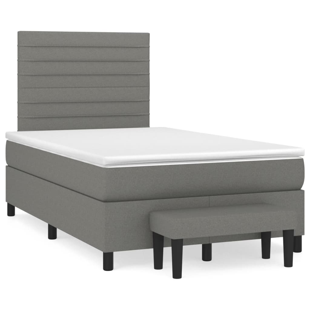 Pat box spring cu saltea, gri închis, 120x190 cm, textil GartenMobel Dekor