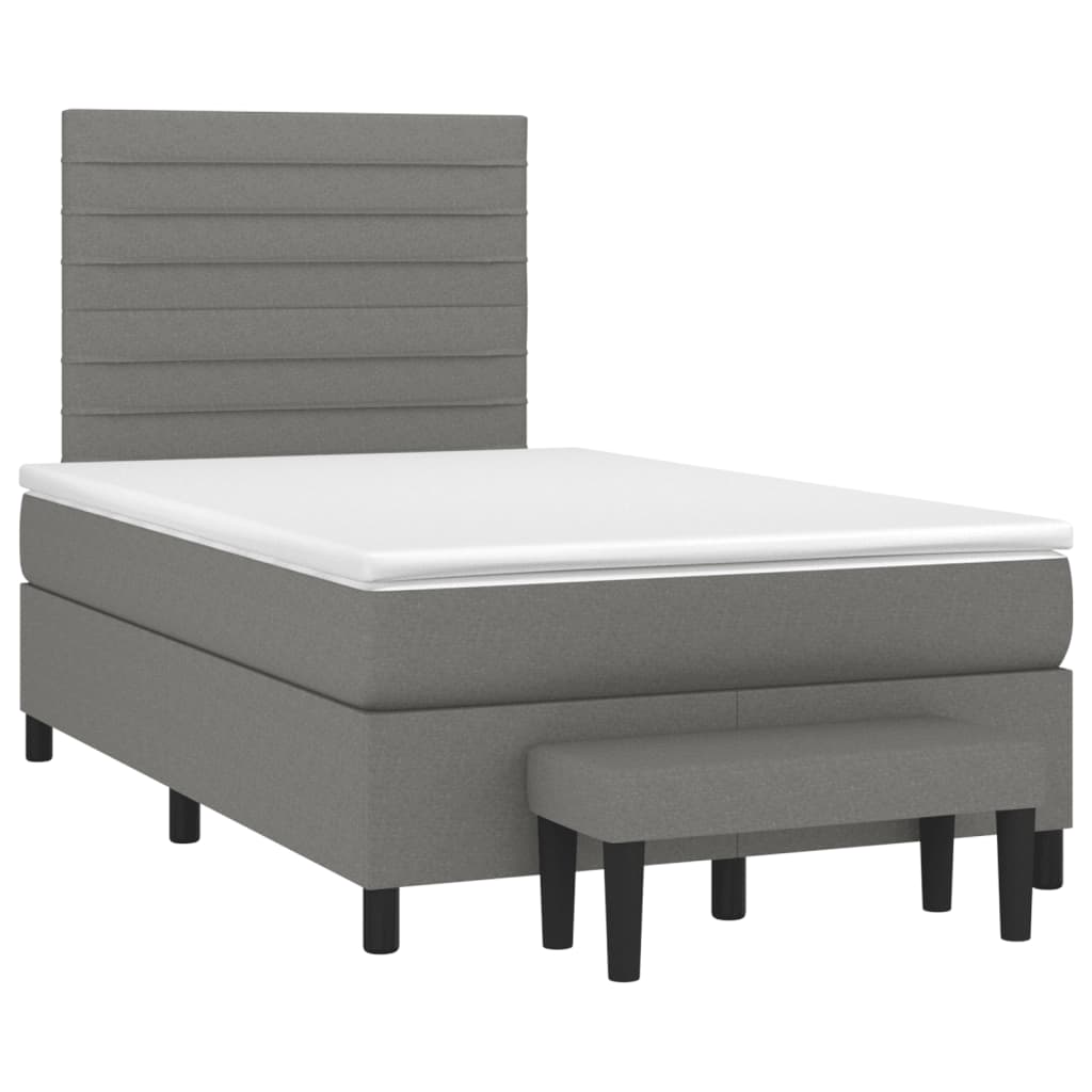 Pat box spring cu saltea, gri închis, 120x190 cm, textil GartenMobel Dekor