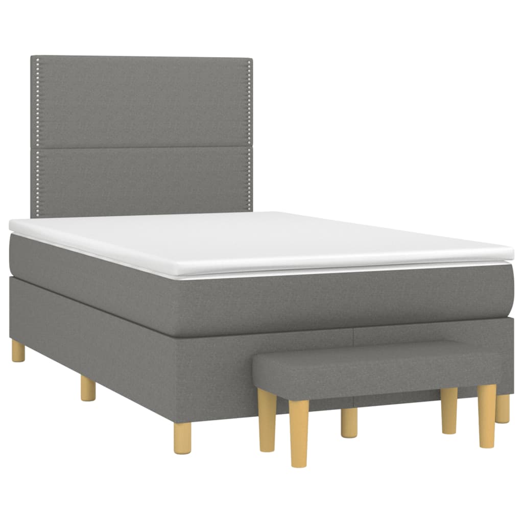 Pat box spring cu saltea, gri închis, 120x190 cm, textil GartenMobel Dekor