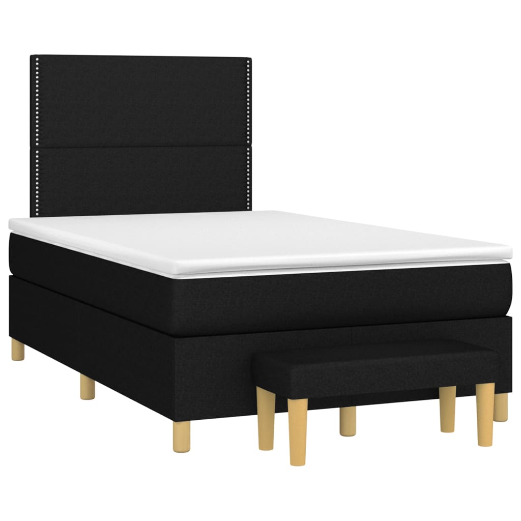 Pat box spring cu saltea, negru, 120x190 cm, catifea GartenMobel Dekor