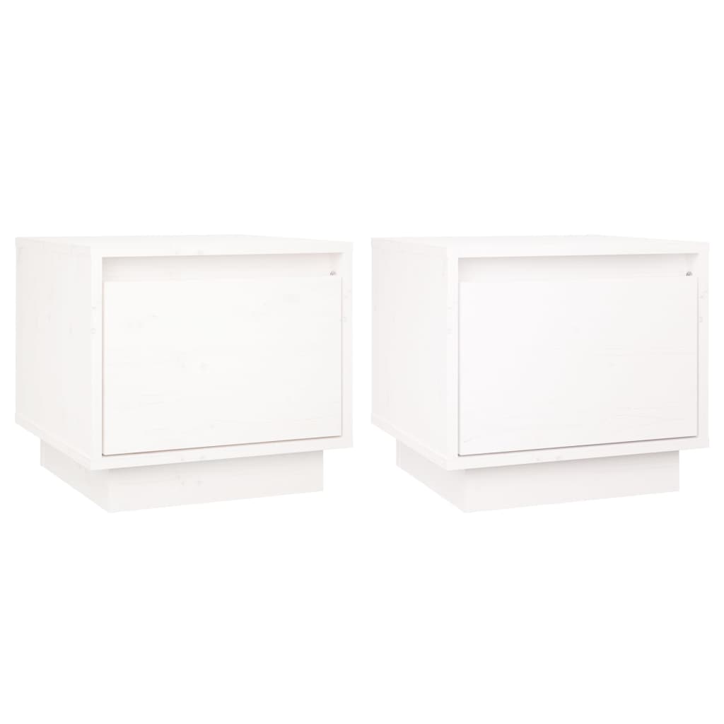 Noptiere, 2 buc., alb, 35x34x32 cm, lemn masiv de pin GartenMobel Dekor