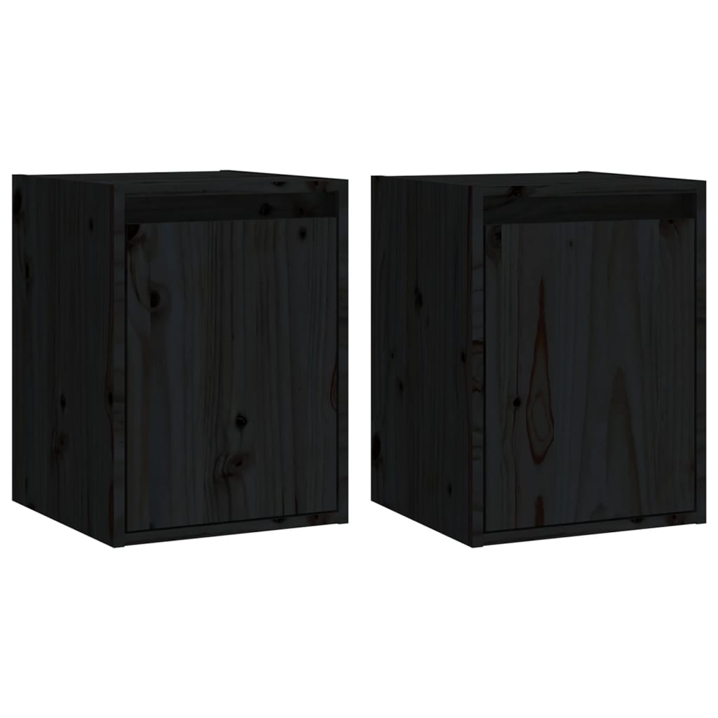 Dulapuri de perete 2 buc.negru, 30x30x40 cm, lemn masiv de pin GartenMobel Dekor