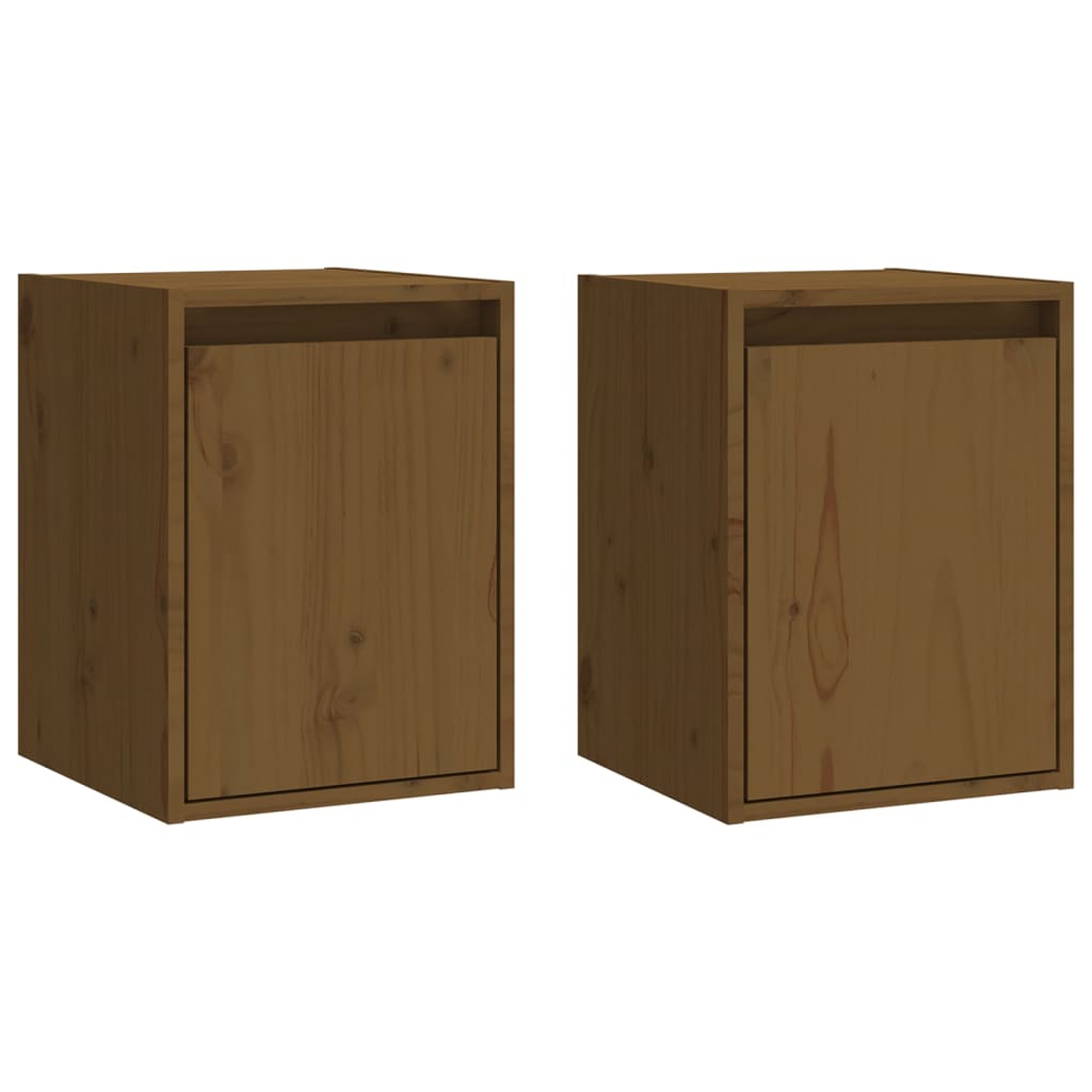 Dulapuri perete 2 buc, maro miere, 30x30x40 cm, lemn masiv pin GartenMobel Dekor