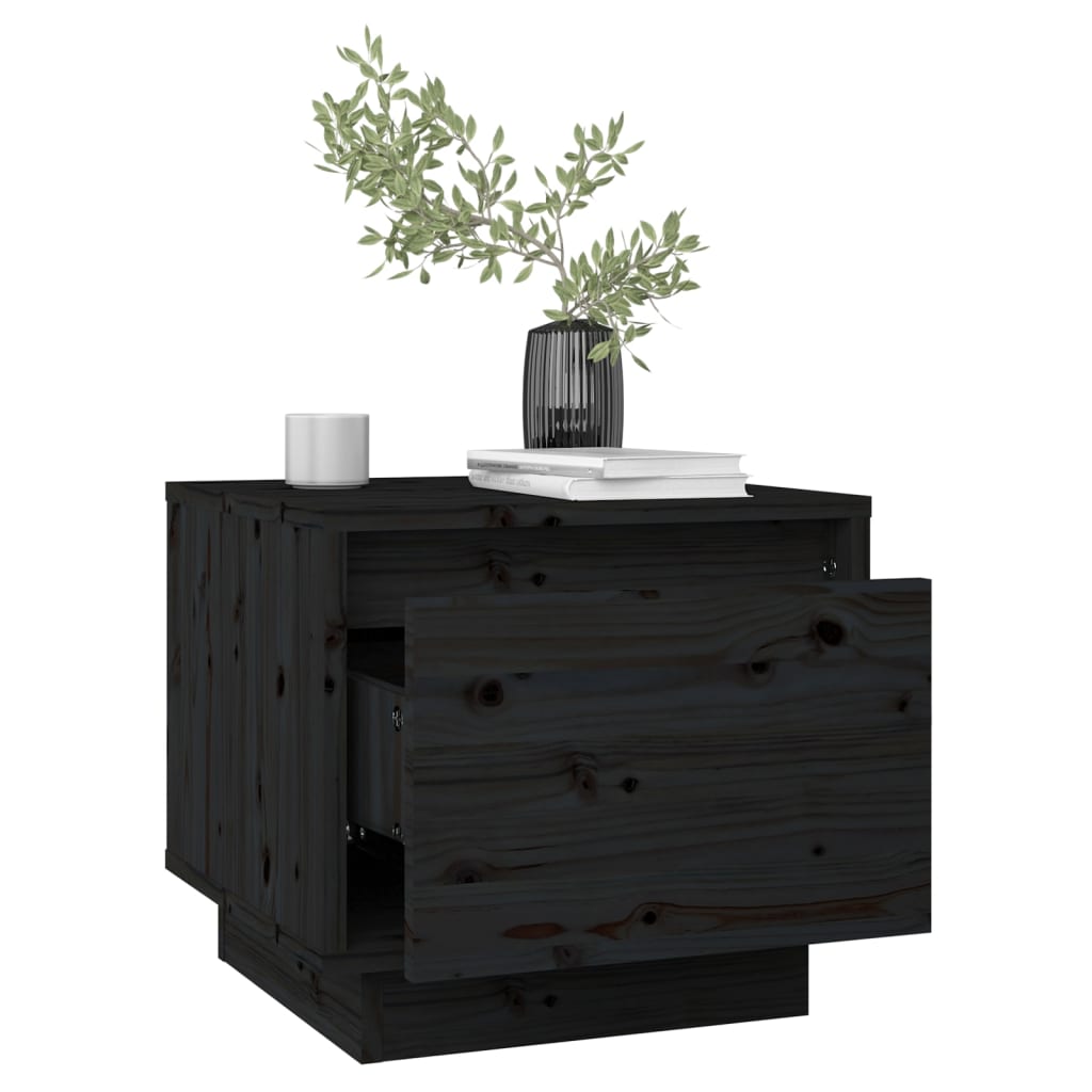 Noptiere, 2 buc., negru, 35x34x32 cm, lemn masiv de pin GartenMobel Dekor