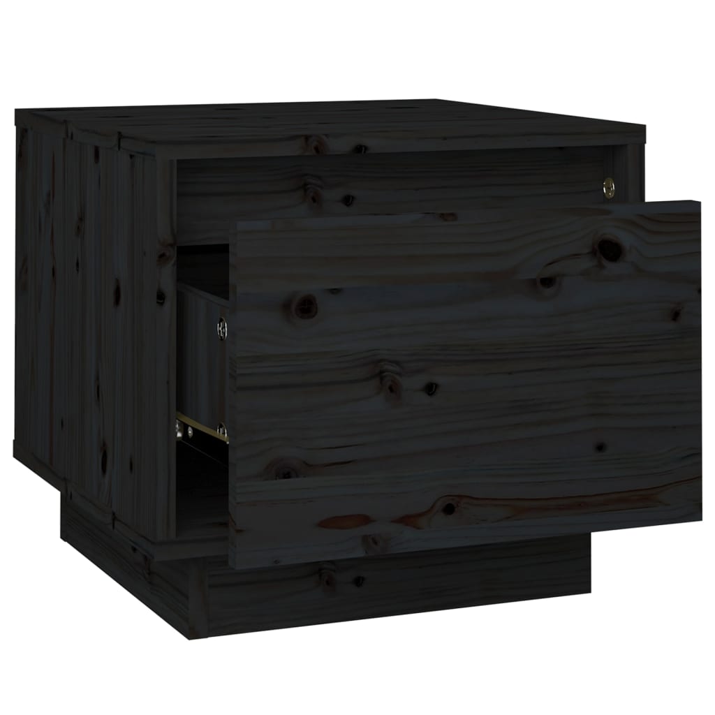 Noptiere, 2 buc., negru, 35x34x32 cm, lemn masiv de pin GartenMobel Dekor