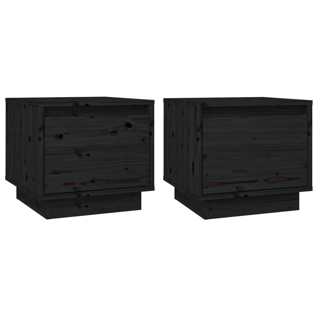 Noptiere, 2 buc., negru, 35x34x32 cm, lemn masiv de pin GartenMobel Dekor
