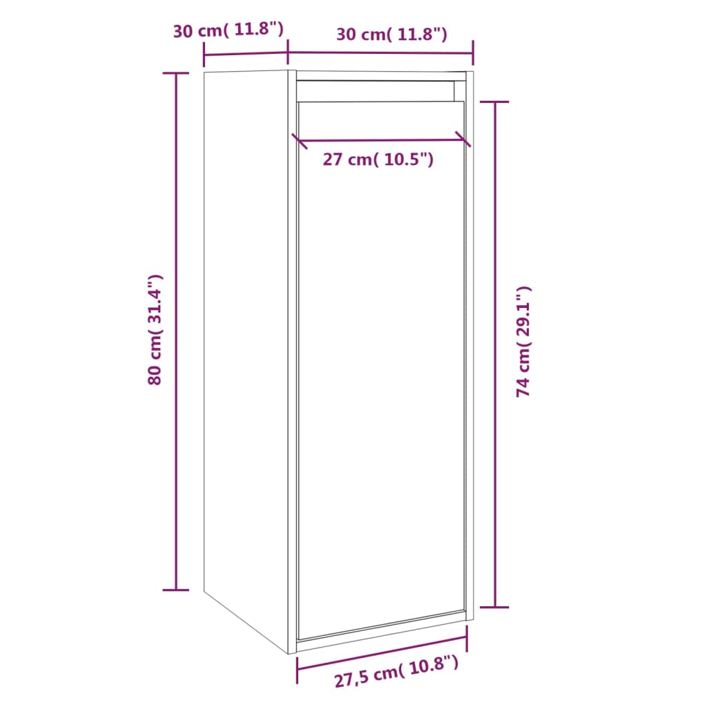Dulapuri de perete, 2 buc., alb, 30x30x80 cm, lemn masiv de pin GartenMobel Dekor