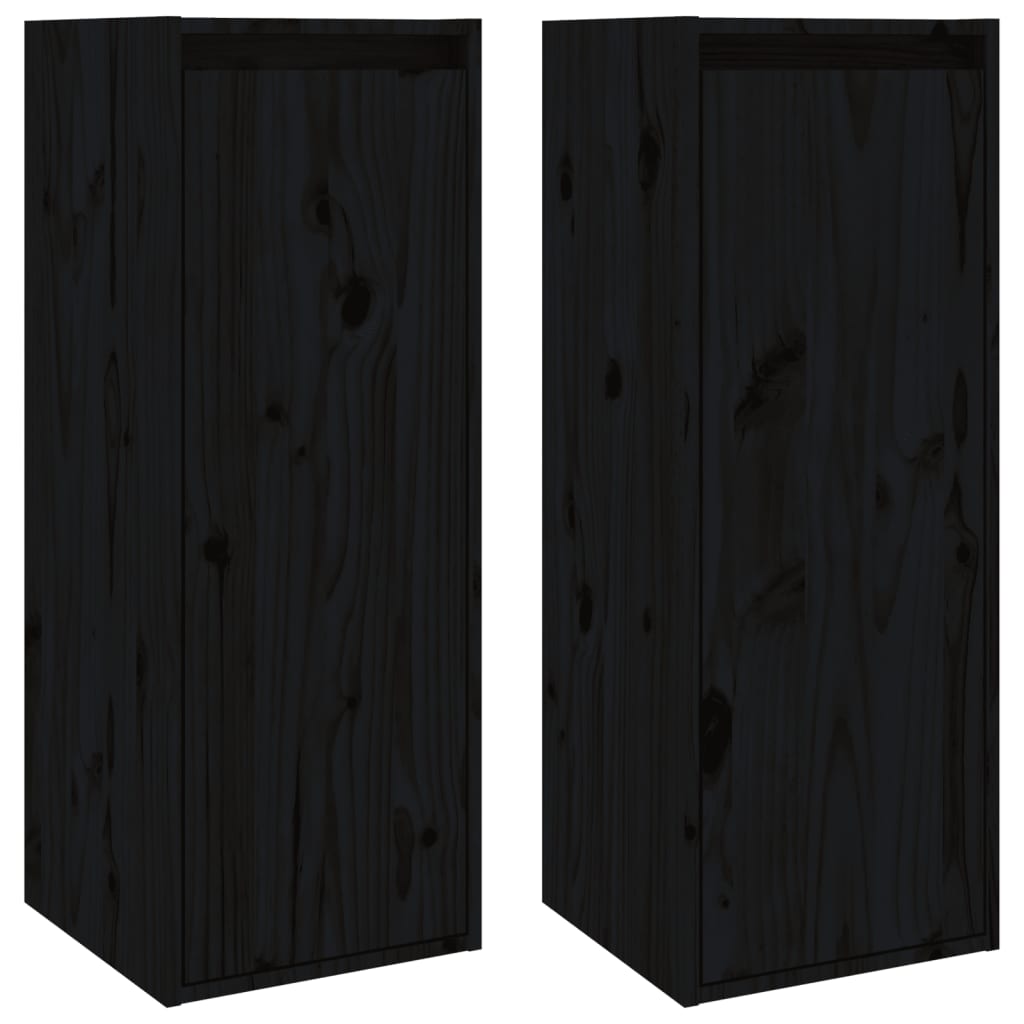 Dulapuri de perete 2 buc. negru 30x30x80 cm lemn masiv de pin GartenMobel Dekor