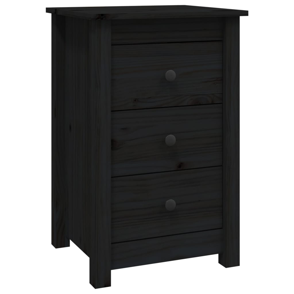 Noptiere, 2 buc., negru, 40x35x61,5 cm, lemn masiv de pin GartenMobel Dekor