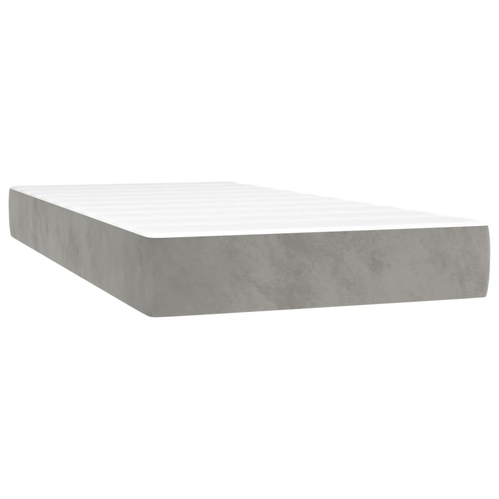 Pat box spring cu saltea, gri deschis, 80x200 cm, catifea GartenMobel Dekor