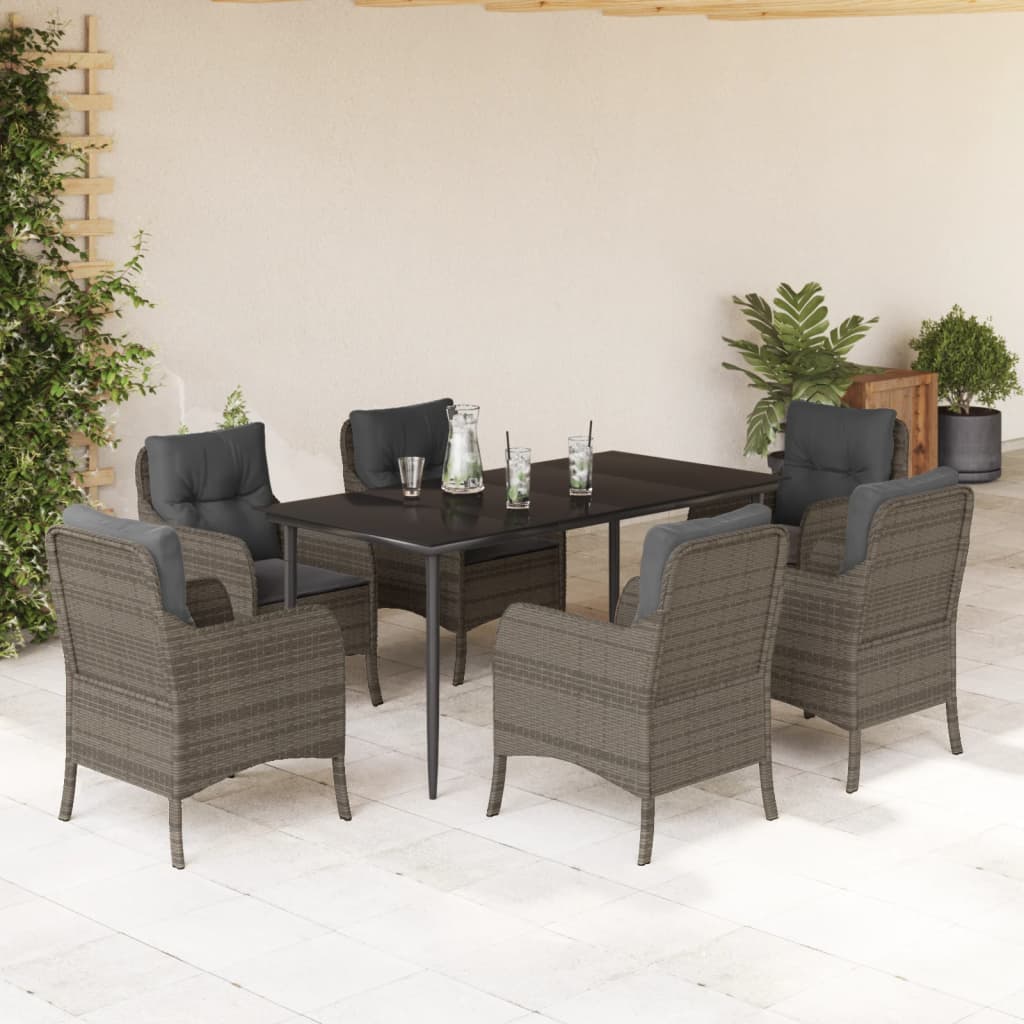 Set mobilier de grădină cu perne, 7 piese, gri, poliratan GartenMobel Dekor