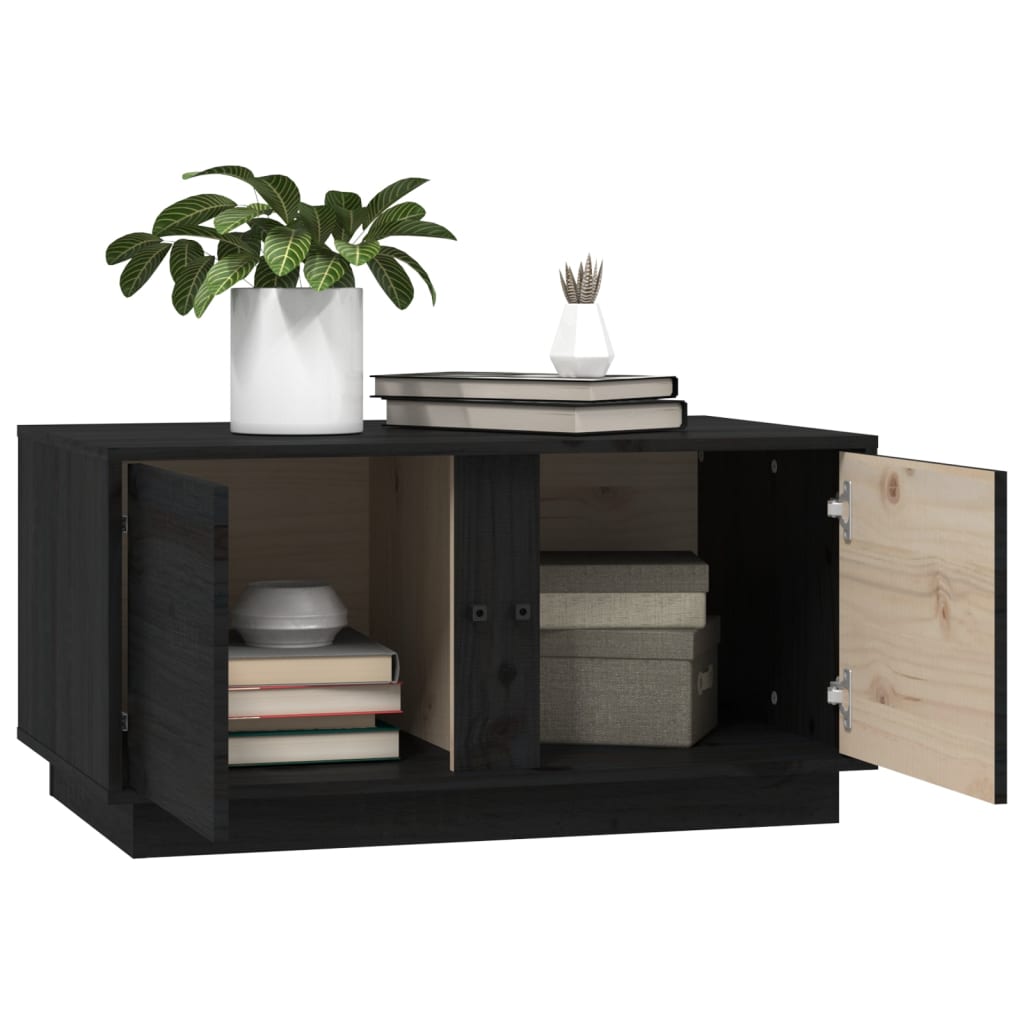 Măsuță de cafea, negru, 80x50x40 cm, lemn masiv de pin GartenMobel Dekor