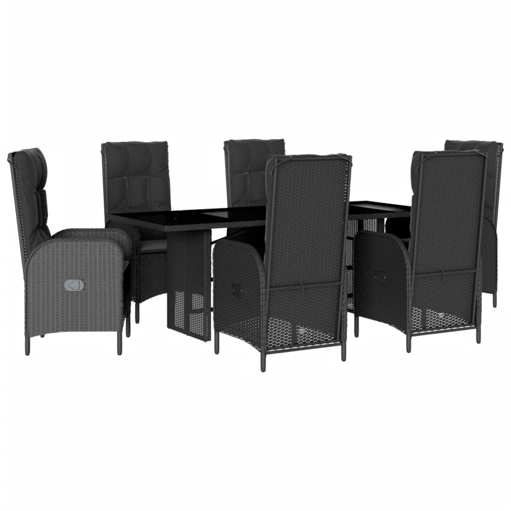 Set mobilier de grădină cu perne, 7 piese, negru, poliratan GartenMobel Dekor