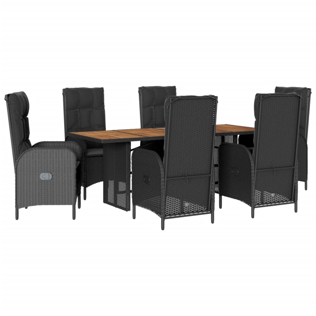 Set mobilier de grădină cu perne, 7 piese, negru, poliratan GartenMobel Dekor