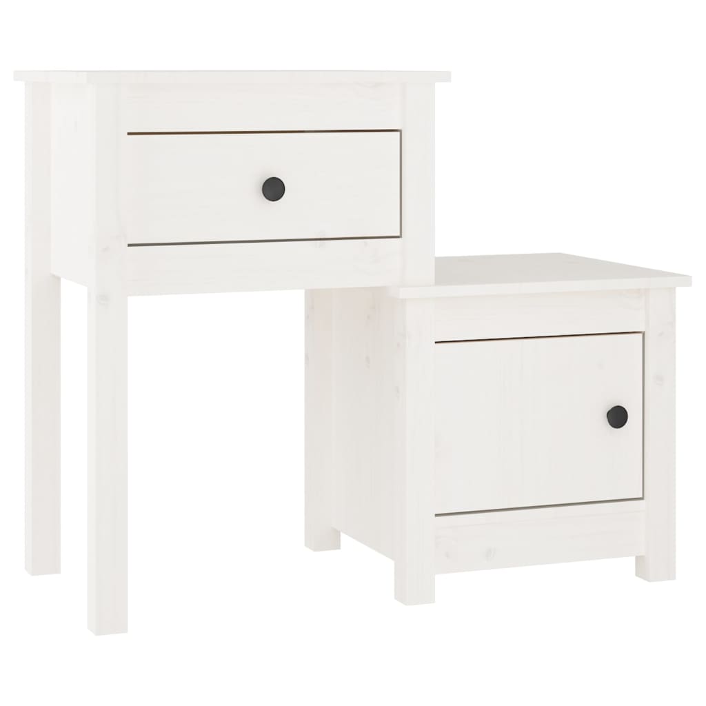 Noptieră, alb, 79,5x38x65,5 cm, lemn masiv de pin GartenMobel Dekor