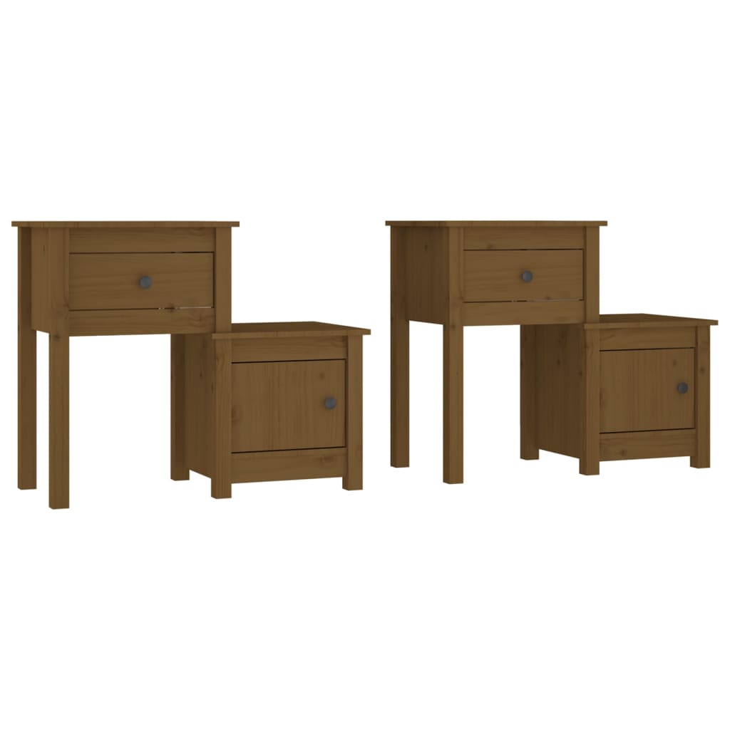 Noptiere, 2 buc., maro miere, 79,5x38x65,5 cm lemn masiv de pin GartenMobel Dekor